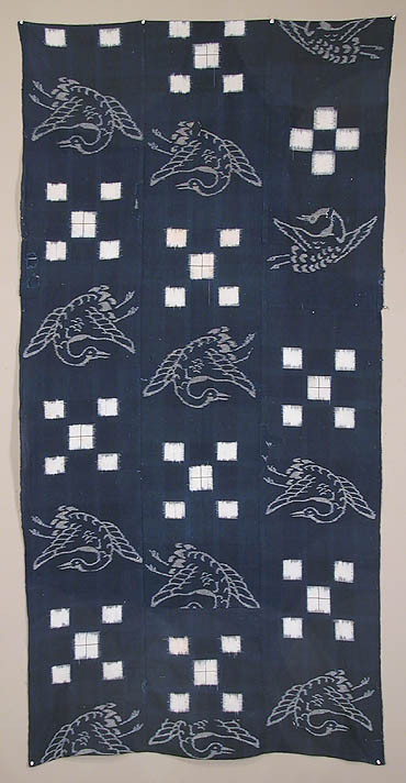 Kasuri Futonji Japan. Meiji period, late 19th century. Cotton, with indigo-dyed double ikat and e-gasuri. 